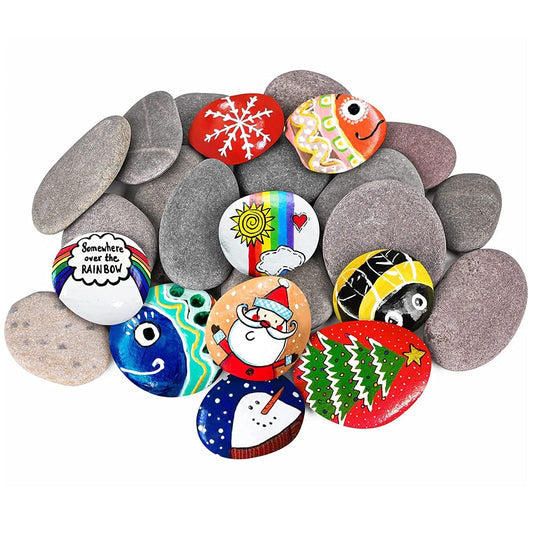 River Rocks for Painting 25 Pcs Large 2-3 Inch Flat Smooth Painting Stones Craft Rock to Paint - WoodArtSupply