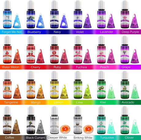 Alcohol Ink Set - 24 Vibrant Colors Alcohol-Based Ink for Resin Petri Dish Making, Epoxy Resin Painting - Concentrated Alcohol Paint Color Dye for WoodArtSupply