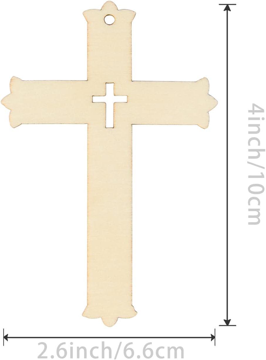 Cross Shape Wooden Blank Cross Wood with Twines Art Unfinished Ornaments for Easter Religious and Church Events Christmas Wedding Birthday Party WoodArtSupply
