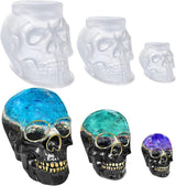 Set of Large + Medium + Small 3D Skull Resin Molds, Flexible Clear Silicone Skull Head Molds, Silicone Molds for Resin, Clay, Candle Wax Casting, WoodArtSupply