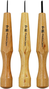 3PCS Bonsai Chisel Kit with round Gouge, Single Bevel Skewed and V-Parting Tool, Hand Carving Tool Set for Jin Shari Making, Woodworking Knife Pack WoodArtSupply