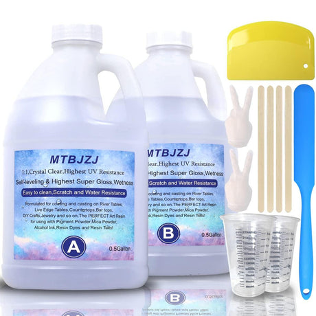 Epoxy Resin 1 Gallon Kit - Supplies 1:1 Crystal Clear Resin Epoxy and Hardener for Super Gloss Coating | for Bars, Tabletop Art Jewelry Casting Molds WoodArtSupply