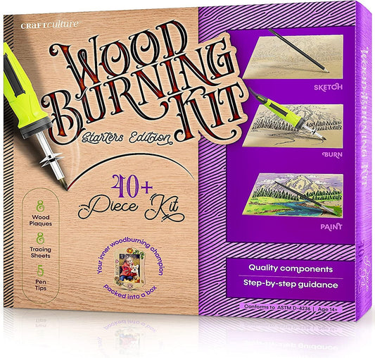 Wood Burning Kit, 60W Wood Burning Tool Pyrography Kit, Wood Burning Pen  with 24 Wood Burning Cord Tip Tips Including Ball Tip,gifts for teen girls