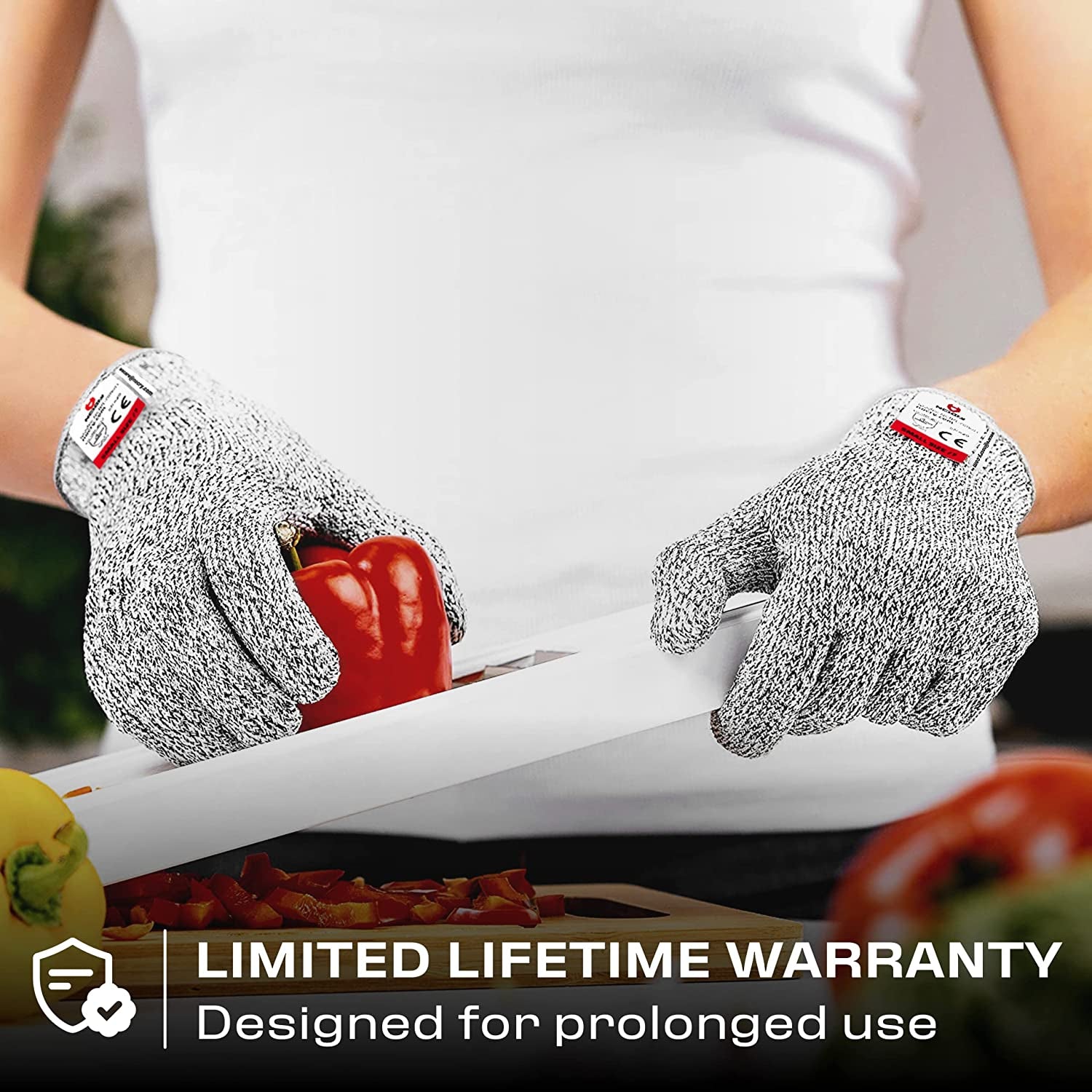 Premium Cut Resistant Gloves Food Grade — Level 5 Protection; Ambidextrous; Machine Washable; Superior Comfort and Dexterity; Lightweight Protective Gloves; Complimentary Ebook