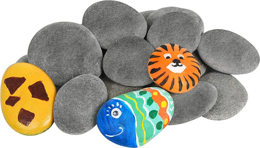 15 Pcs Rocks for Painting, River Rocks to Paint, 2"-3" Flat Painting Rocks, Smooth Rocks for Crafts - WoodArtSupply