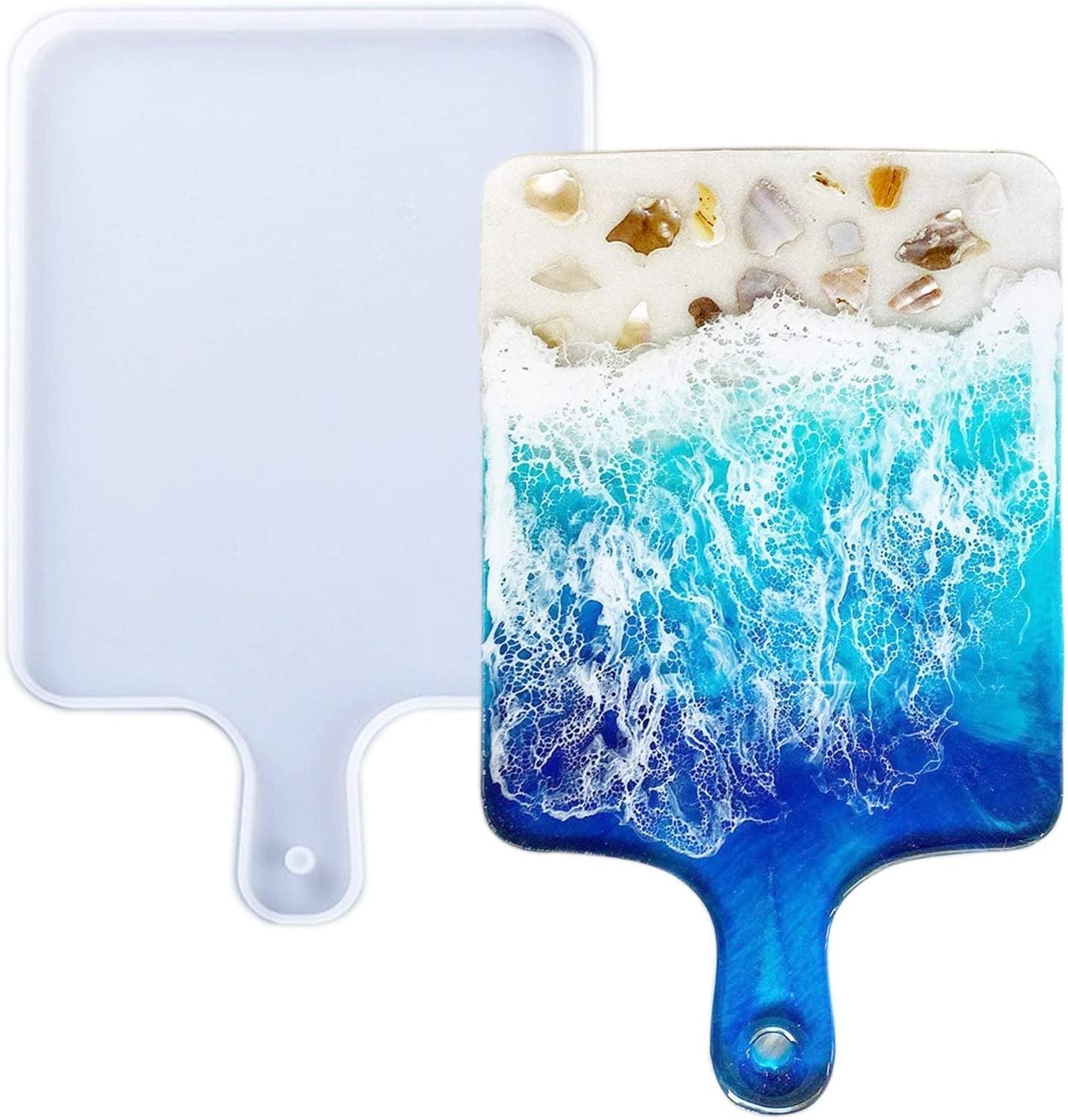 Resin Silicone Tray Molds, Casting Mold for Epoxy Resin, DIY Resin Large Serving Rectangle Cutting Board Handle for Home Decoration-Crafting Agate WoodArtSupply