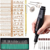 Electric Micro Engraver Pen Mini DIY Engraving Tool Kit for Metal Glass Ceramic Plastic Wood Jewelry 1 Scriber Etcher 30 Bits 6 Polishing Head 3 Wool WoodArtSupply