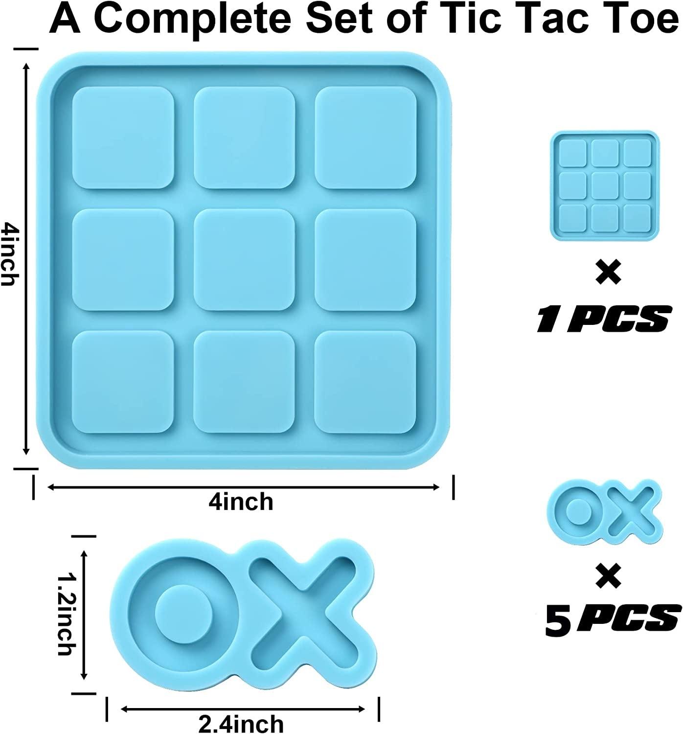 Tic Tac Toe Resin Mold with 5 Chess Pieces Molds, X O Board Game Silicone Molds for Resin Casting,Diy Tabletop Board Game WoodArtSupply