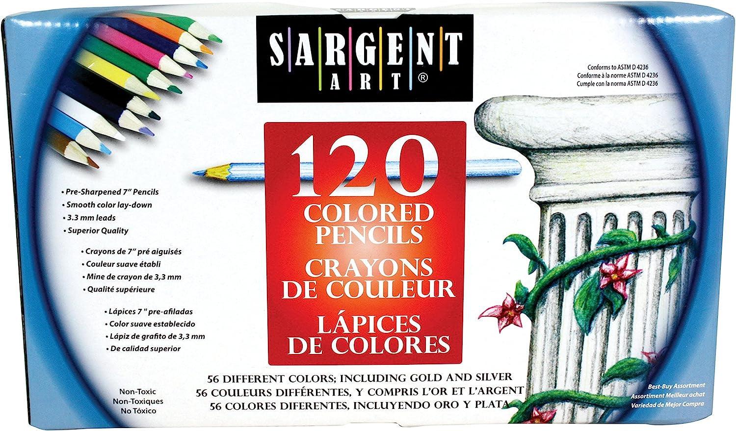 120 Piece Assortment Colored Pencils, Writing, Drawing, Illustration, 56 Colors - WoodArtSupply